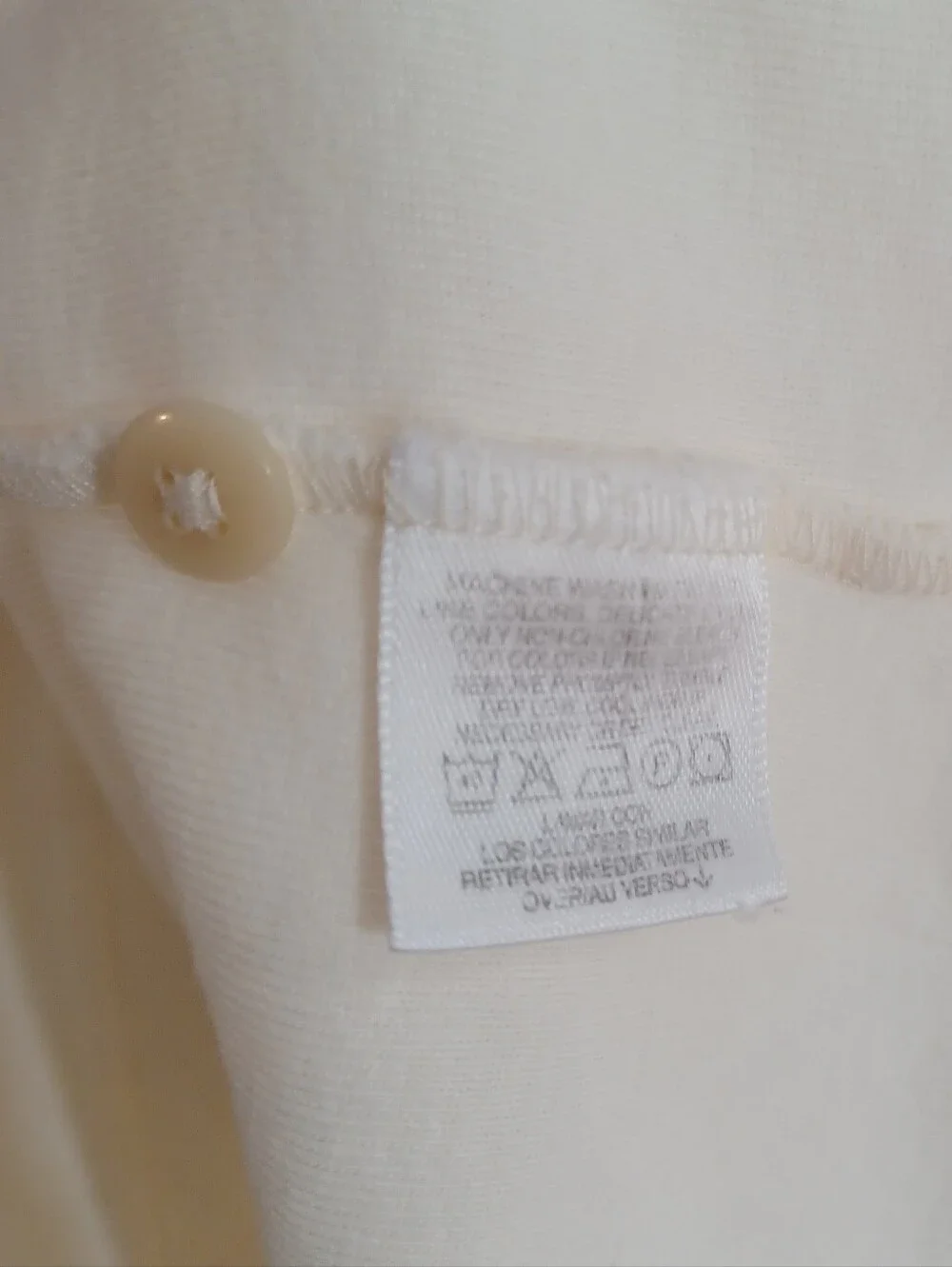 Vintage Lizsport 100% Cotton Cream Ivory Henley Tee Short Sleeve T-shirt Top- L - Picture 6 of 8